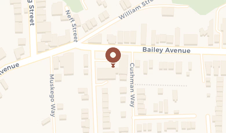 Map of Mt. Washington with a marker at 20 Bailey Avenue