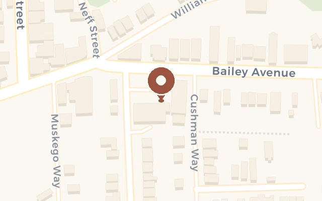 Map of Mt. Washington with a marker at 20 Bailey Avenue